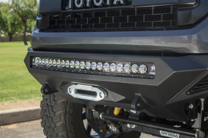 Toyota Tundra Bumper - Front - Addictive Desert Designs - Stealth Fighter w/ Winch Mount & Sensors - Hammer Black, Satin Black - `14-`27